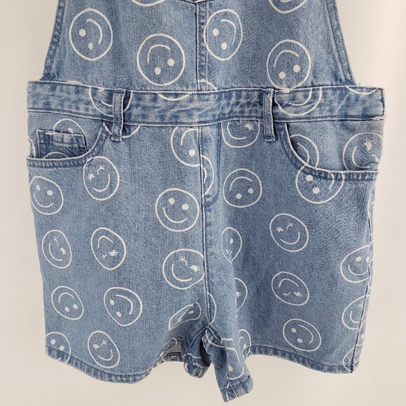 The Childrens Place Denim Overall Short Size 14 (XL) Blue Happy Face 100% Cotton - Picture 4 of 9